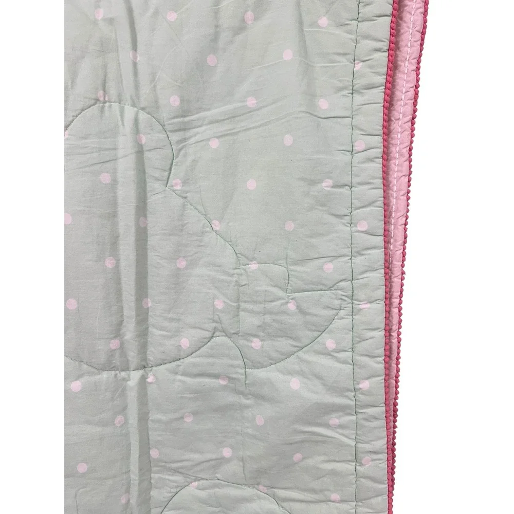 Cloud Island Floral Applique Baby Quilt Pink‎ Mint Green Nursery Blanket 32x40